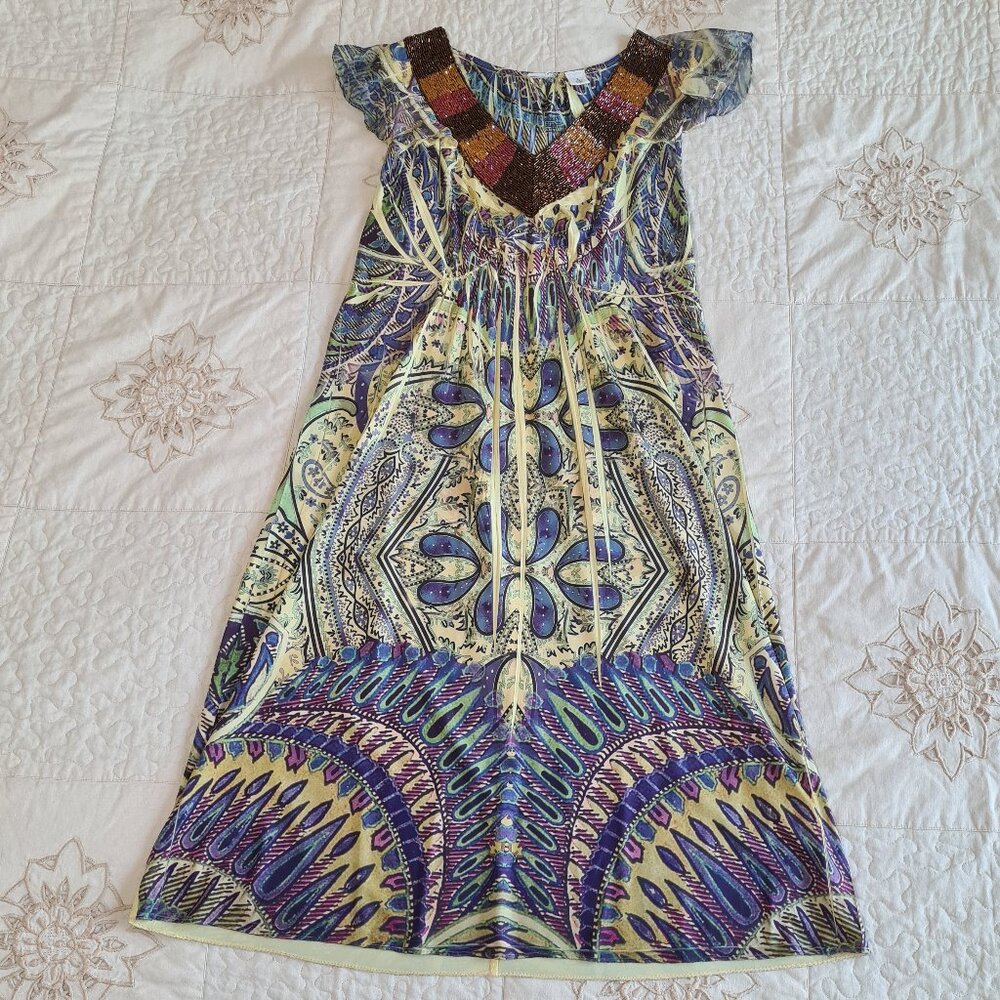 One World Embellished Midi Sleeveless Dress, Small